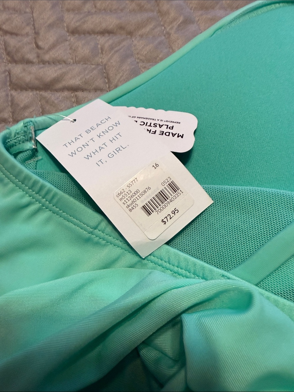 Adjustable Halter One-Piece Swimsuit in Mint Green - Picture 4 of 4